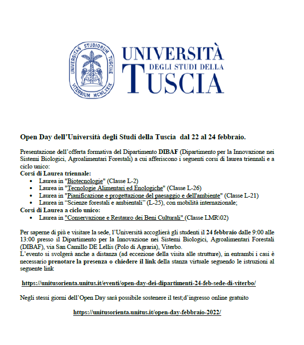 OPEN DAY TUSCIA